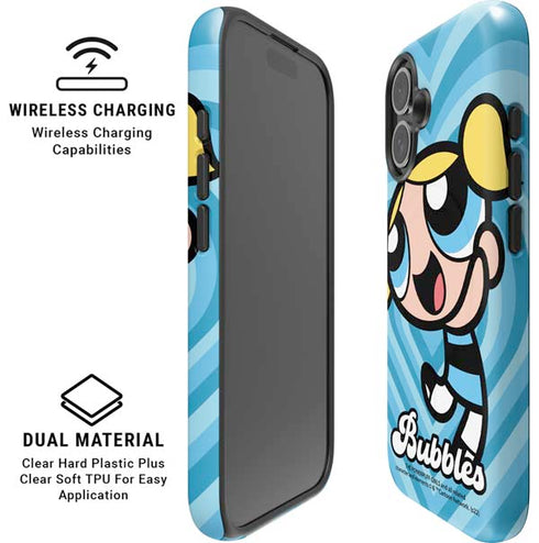 Cartoon Network Powerpuff Girls Bubbles Blue Hearts iPhone 16 Plus Magsafe Impact Case